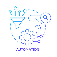 Automation blue gradient concept icon. Software for repetitive tasks. Search engine optimization abstract idea thin line illustration. Isolated outline drawing. Myriad Pro-Bold font used