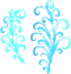 Simple vector pattern drawing for printing. Pattern of blue curls.