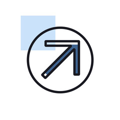 Arrow right top vector icon. Navigation sign