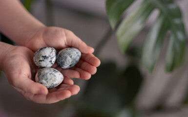 hands holding blueberries