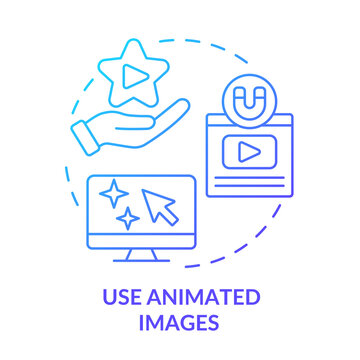 Use animated images blue gradient concept icon. High qulity moving pictures. Advanced SEO technique abstract idea thin line illustration. Isolated outline drawing. Myriad Pro-Bold font used