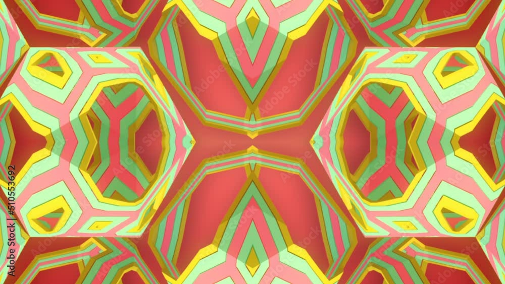 Leinwandbilder Abstract crystal structure. Trendy multicolor pattern. 3d render loop animation
