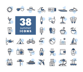 Summer vector isolated icons set. Summertime sign © nasik