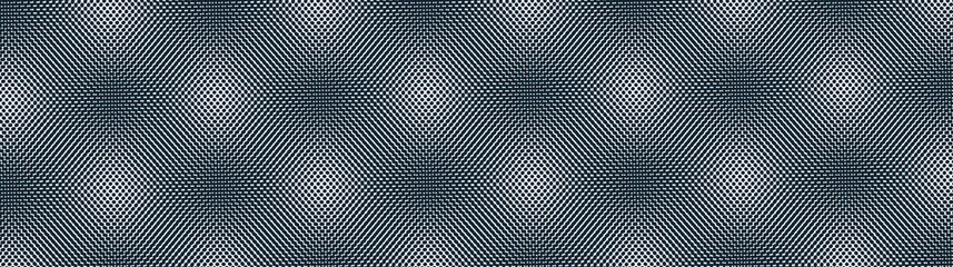 Abstract vector background made with dots Moire, dotted op art effect surreal texture, sound and music waves theme, black and white grid abstraction. - obrazy, fototapety, plakaty