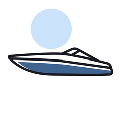 Speedboat flat vector isolated icon