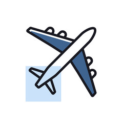 Airplane or plane flat vector isolated icon