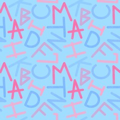 School seamless alphabet pattern for fabrics and textiles and packaging and kids and wrapping paper