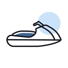 Fast water scooter and boat, luxury boat icon