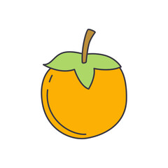 Khaki fruit icon in color, isolated on white background 