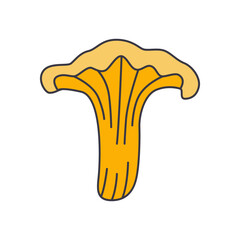 Chanterelle Mushroom  icon in color, isolated on white background 