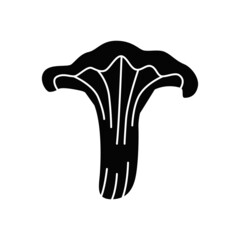 Chanterelle Mushroom  icon in black flat glyph, filled style isolated on white background
