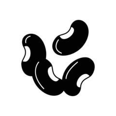 Mung bean icon in black flat glyph, filled style isolated on white background