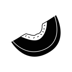 Melon fruit icon in black flat glyph, filled style isolated on white background