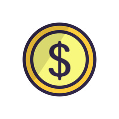 Modern dollar coin icon. Income and earning. Vector.