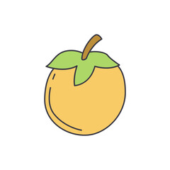 Khaki fruit icon in color, isolated on white background 