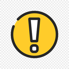 Round warning mark icon. Caution or danger. Vector.