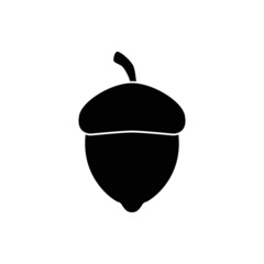 Acorn icon in black flat glyph, filled style isolated on white background