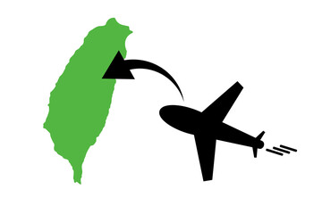 Aircraft landing in Taiwan. Travel to Taiwan. Vector.