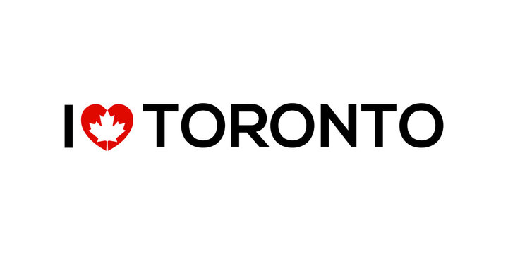 I Love Toronto white background with text and icon for poster, t shirt, promotion, merchandise. Vector Illustration 