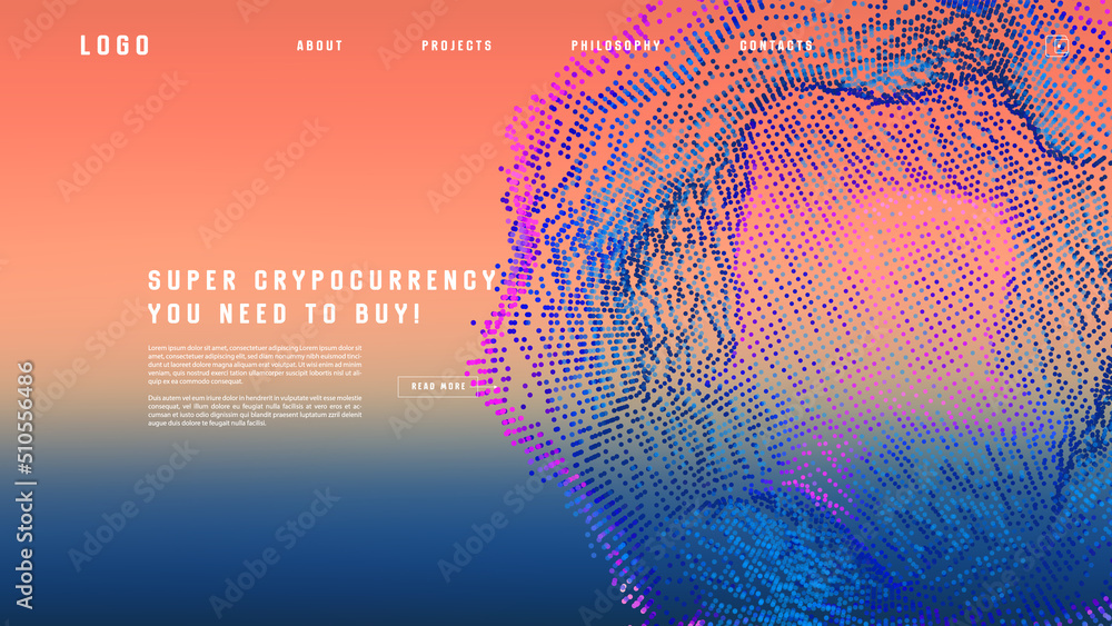 Poster Landing page abstract design with big data. Template for website or app.