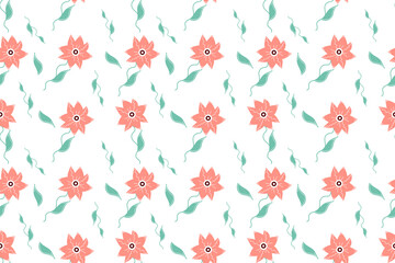Fototapeta na wymiar Flower seamless background. Wrapping, textile template. Flowers pattern. Botanical print.