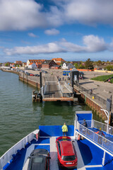 Nordby ferry harbor on Fano in the wadden sea, Denmark