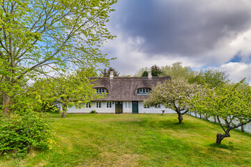 Obraz premium Traditional house home in Sonderho at the island Fano in the wadden sea, Denmark