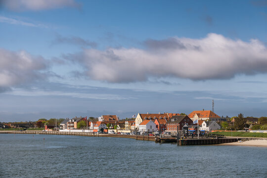 Nordby ferry harbor on Fano in the wadden sea, Denmark