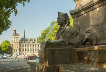 Fountain of Chatelet in Paris, France