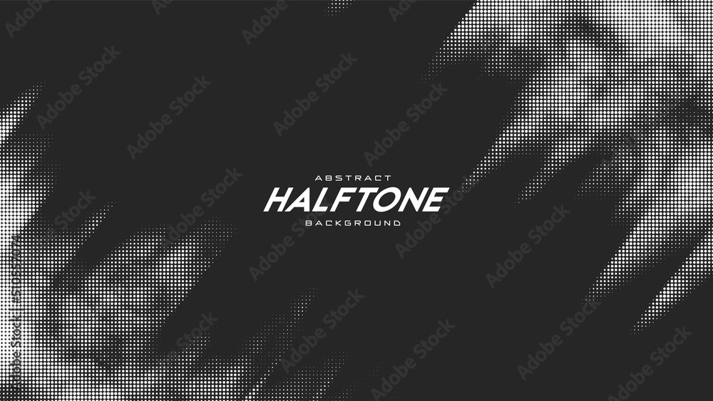 Poster abstract vector torn monochrome halftone background. scrathed dotted texture element. diagonal compo