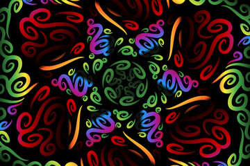 colourful caleidoscope gradient abstract line art pattern of indonesian culture traditional tenun batik ethnic dayak ornament for wallpaper ads background 