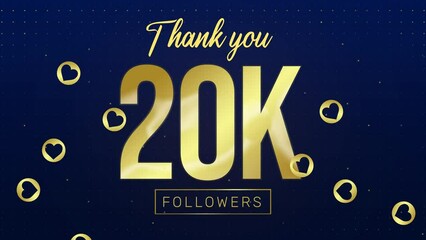 Fifty Thousand followers celebration 4K Animation backdrop. Thanking and celebrating followers with royal red background