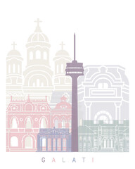 Galati skyline poster pastel color