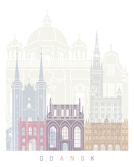 Gdansk skyline poster pastel color