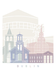 Dublin skyline poster pastel color