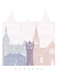 Fototapeta premium Esbjerg skyline poster pastel color