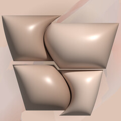 Four three-dimensional figures of beige gradient tone on a light background.3d.