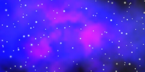 Dark Pink, Blue vector template with neon stars.