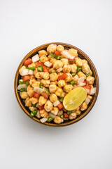 Indian Street Breakfast Chana Chaat Also Know as Chana Masala, Chola Chana Chaat