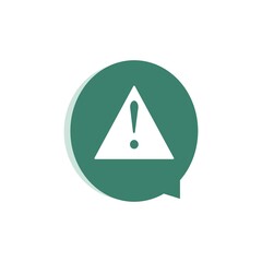 Colored xclamation mark or vector icon in bubble speech shape. Hazard warning attention or alert sign on white. Precaution and attention message. For illustration, logo, web, dev, ui, ux. EPS 10