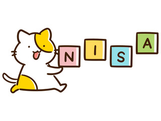 NISAをするかわいいねこのデフォルメイラスト