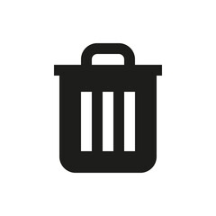 Trash bin solid icon. Black delete glyph vector symbol.