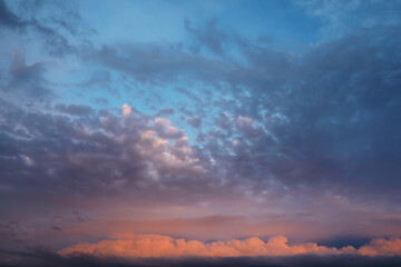 Sky landscape with clouds in pastel colors