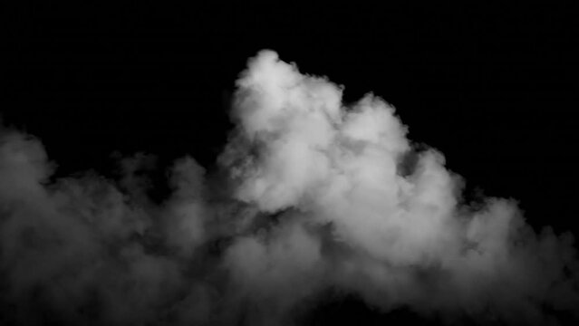 Smoke Screen of Military Grenade Creeping Sideways on Black Background
