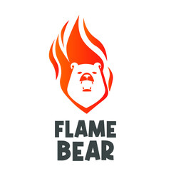 Fire flaming bear head illustration logo