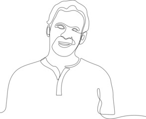 Continuous one line drawing of portrait of a senior man. Minimal outline concept. Vector illustration