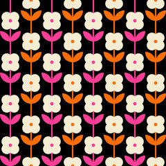 Simple geometric floral seamless pattern background.