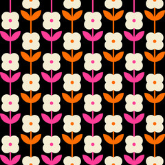 Simple geometric floral seamless pattern background.