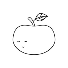 Tangerine fruit icon in line style icon, isolated on white background