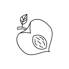 Peach fruit icon in line style icon, isolated on white background